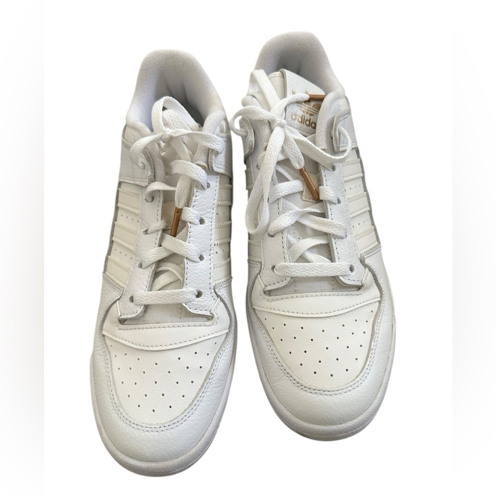 Adidas Forum Low White Gold tumbled leather sneakers size 10.5 women - Picture 4 of 12